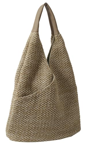 Bolso de hombro tejido grande de playa de paja