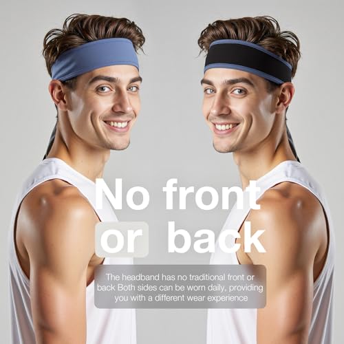 Image of Braylin Men's Headband, 3-Pack Men's Sweatband, Sports Headband for Running, Cycling, Basketball, Fitness Workout, Unisex Headbands
