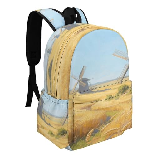 Field Windmill Printed Backpack Water-Resistant Pack Stylish Bag Lightweight Travel Backpack2