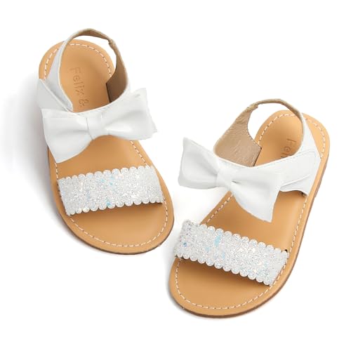 Image of Felix & Flora Toddler Girl Sandals - Little Girl Easter Dress Shoes Lightweight Open Toe Beach Holiday Flats