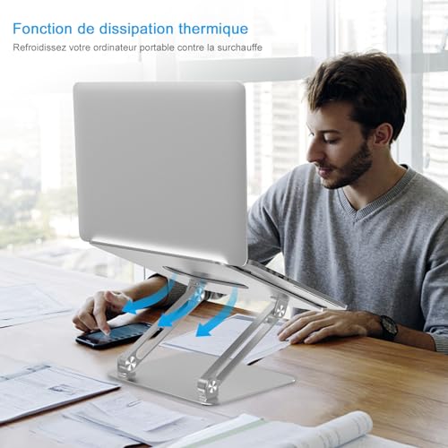 Support pour ordinateur portable BoYata argenté ajustable pour PC et MacBook de 10 à 17 pouces - 4
