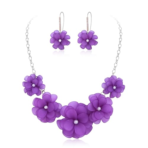 Flyonce Dark Purple Flower Statement...
