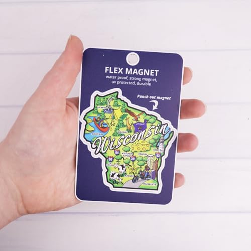 Imán Decorativo en Forma de Estado Wisconsin 3x3 pulgadas miniatura 4