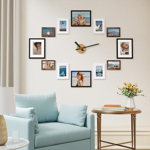 Image of Vittanly 12 Pack Picture Frames Collage Wall Decor for Mounting or Tabletop Display, Gallery Wall Frame Set for Family, Multi Sizes Including 4pcs 8x10, 4pcs 5x7, 4pcs 4x6, Black, Brown and White