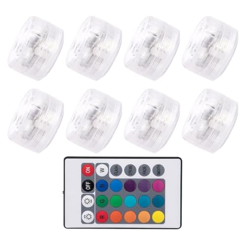 Veemoon Luces LED Sumergibles para Piscina con Control Remoto 8 Unidades RGB Impermeables Ip68 Carcasa ABS Transparente para Fuentes Estanques y Decoración Subacuática Nocturna