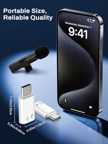 Image of OJOS Lightning to USB C Microphone Adapter (Not for Headphone /Data), USB C Male to Lightning Female Adapter Compatible with Wireless Lavalier Microphone for iPhone 16 /15 Plus Pro Max, iPad Pro /Air