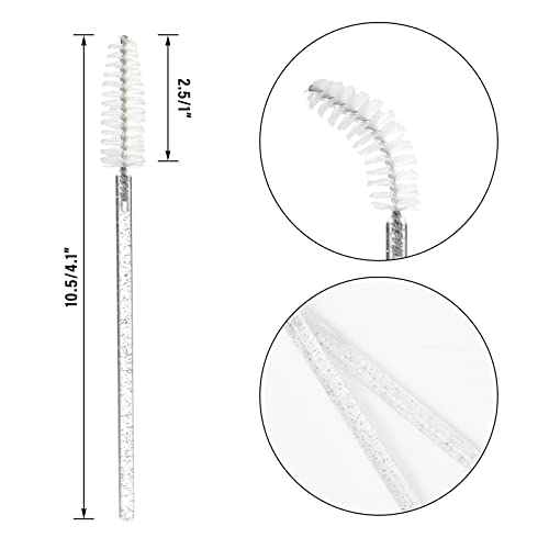 Image of G2PLUS 100PCS Crystal Eyelash Brush, Disposable Mascara Wands, White Lash Spoolies Applicator Makeup Kits for Applying Mascara, Lash Extensions and Eyebrow Brush