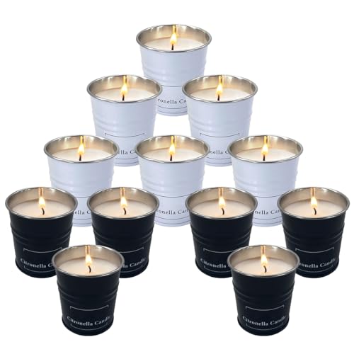 Velas de citronela, 12 paquetes de velas perfumadas de cera de soja de 1.8 onzas, mini vela de tarro para interiores y exteriores, juego de regalo de velas portátiles, velas al aire libre para jardín