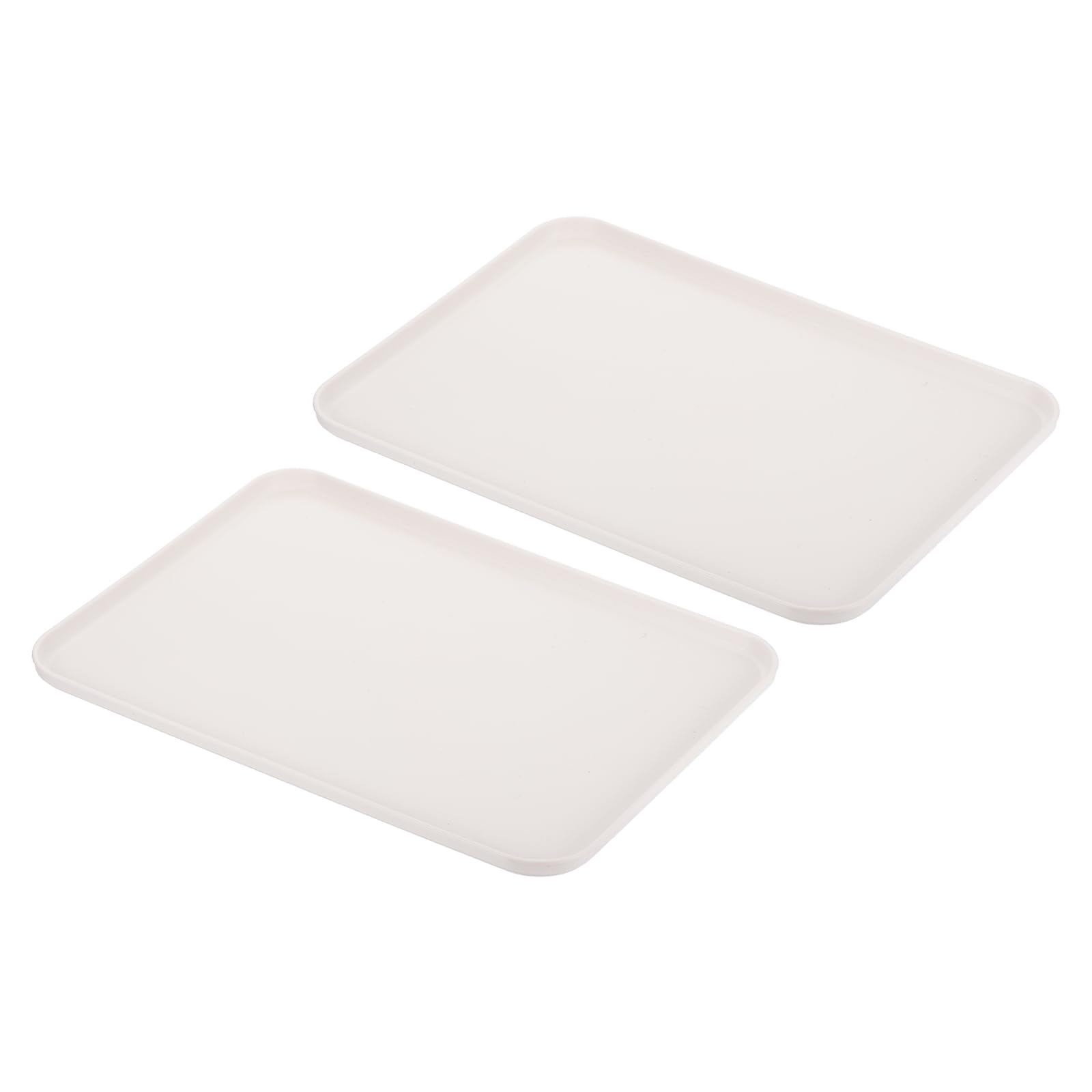 PATIKIL 15x11" Fast Food Tray, 2 Pack PP Plastic Reusable Multi-Purpose Non-Slip Rectangle Serving Tray for Cafeteria Restaurant Home Kitchen, White