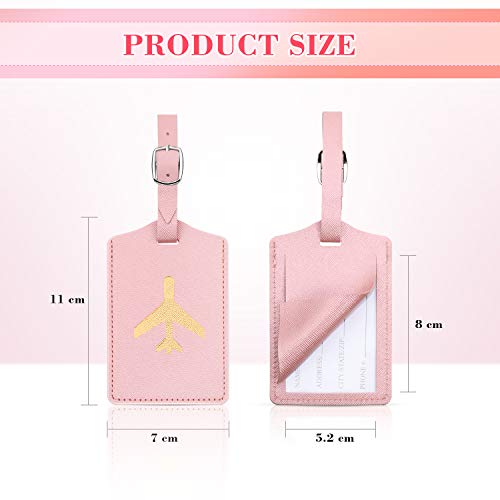 6 Pieces Luggage Tags Suitcase Tag Travel Bag Labels Leather Instrument Baggage Bag Luggage Tags for Travel Bag Suitcase (Black, Gray, Pink, Red, White, Champagne Gold)2