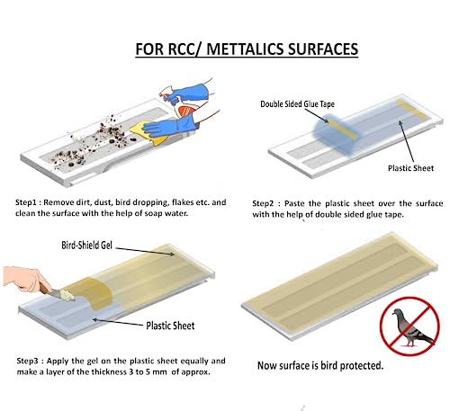 Bird-Shield Bird Repellent Gel | Non-Toxic, Eco-Friendly Anti Bird Repellent | Effective Long Lasting Bird Control Gel for Pigeons | Smell Free Transparent-(1000gm / Pack of 2)