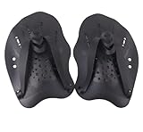 THE MORNING PLAY Morex Swim Hand Paddles Swimming Training Paddles with Adjustable Straps Swimming Fins Hand Paddles Gloves for Swim Training Water Resistance (Black, S-Youth)