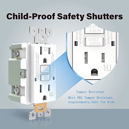 Omeenet 15 Amp Gfci Outlet, Tamper Resistant, Self Test Gfi Receptacle With 2 Led Indicator, 15Amp Ground Fault Circuit Interrupter Outlet For Kitchen,Bathroom,Indoor Use, Ul Listed, White (1 Pack) #TOP3
