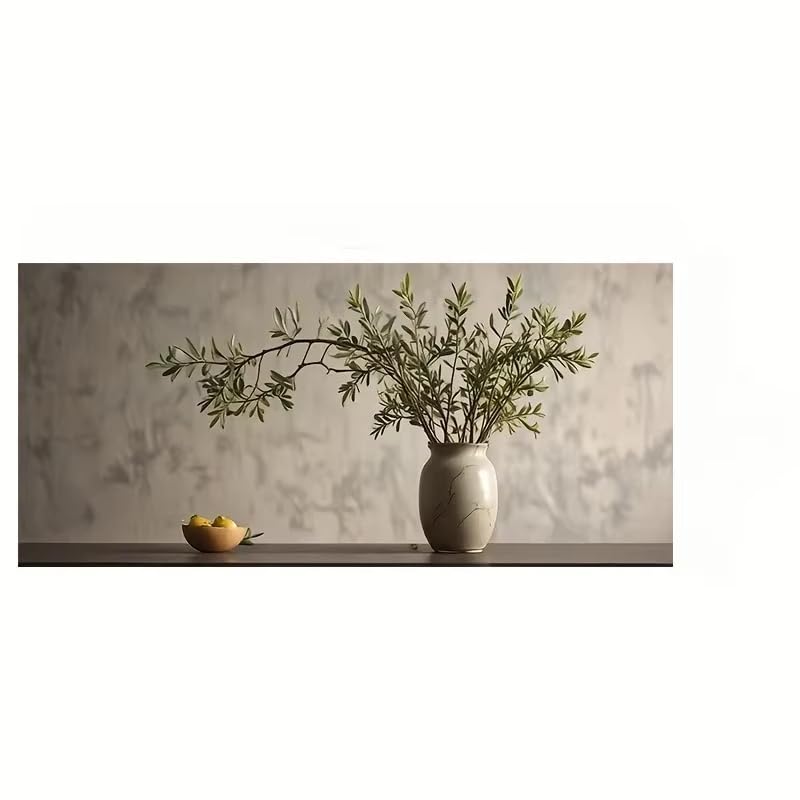 Cuadro de gran tamaño 65x130cm con jarrón moderno y ramas de olivo decoración de pared sin marco