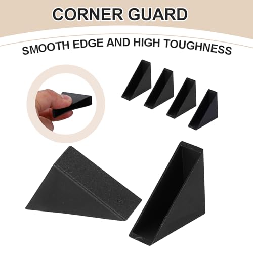 Image of uxcell 60Pcs Triangle Glass Corner Protector, 0.47 x 1.38 Inch Plastic Black Glass Table Corner Protector Transport Corner Guard