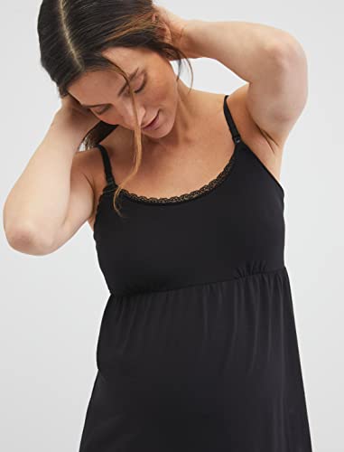 Image of Motherhood Maternity womens Lace Trim Clip Down Nursing Nightgown & Lounge Dress for Breastfeeding