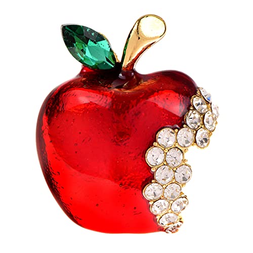 Broche pomme strass émail bijoux de Noël pour robe et pull
