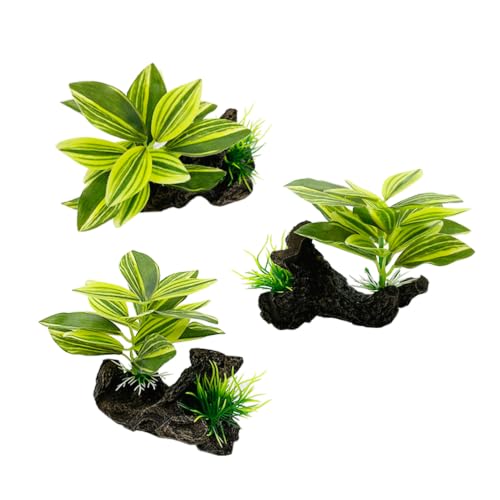 Image of Fish Tank Decorations Aquarium Decor Ornaments Betta Pink Leaf pad Hammock Artificial Driftwood Goldfish Bowl Accessories (2pcs-Green-Set)