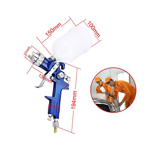 Image of Professional Gravity Fed 1.7mm 600ml Stainless Nozzle Mini Gem Blue 600cc Capacity High Volume Low Pressure Air Spray Paint Gun for Car Furniture Painting