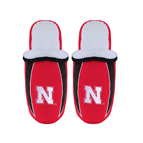Image of FOCO mens NCAA College Team Logo Sherpa Moccasin Slippers