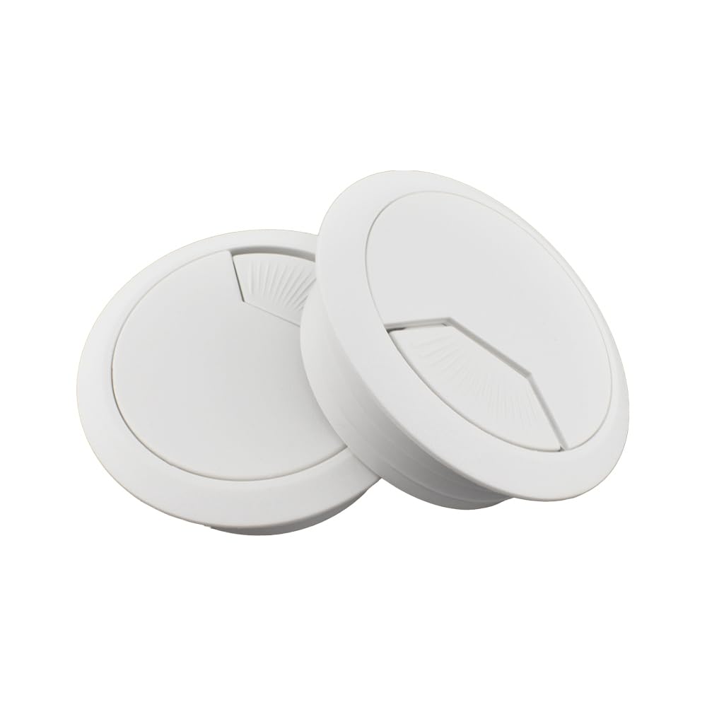 HAHIYO 2Pcs 2Inch/50mm White ABS Plastic Sector-shaped Desk Grommet Wire Grommet Cable Management Cord Hole Cover Desk Wire Hole Insert Wire Organizer