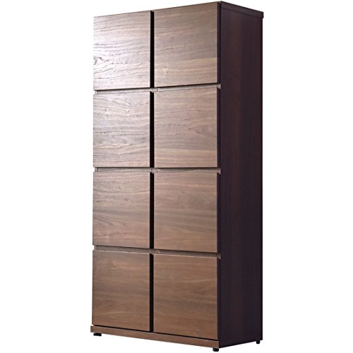 タンスのゲン 国産 完成品 キャビネット 2列4段 幅73cm 木製 本棚 大川家具 可動棚 扉付き 24900023(58843) 【大型商品】