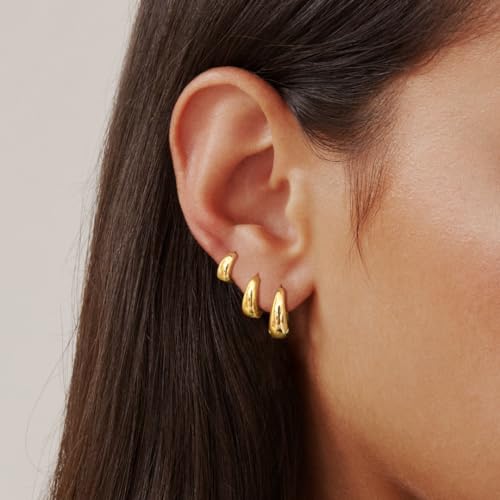 Gold Hoop Earrings for Women, 14K Gold Plated/Silver Small Huggie Hoop Earrings Stack for Women Trendy Hypoallergenic 3/4/5 Pairs Earring Set Fashion Jewelry for Women Girls4