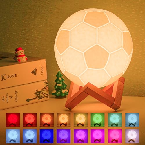 Lámpara de noche balón de fútbol para niños con control remoto miniatura 3