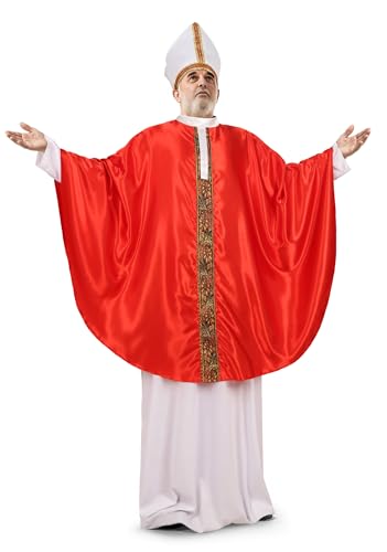 Catholic Bishop Costume, pope costume,Red and White Papal Robe with Mitre Hat, Adult Religious Ceremonial Outfit