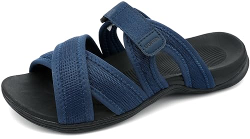 Image of UBFEN Womens Walking Slides Sandals Comfortable | Soft Cushion Footbed, Lightweight Casual, Adjustable Strap, Outdoor, Orthopedic Arch Support