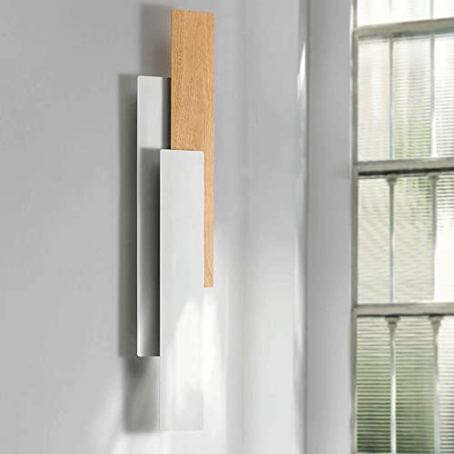 Aplique de pared LED regulable blanco con pantalla de madera para dormitorio 4
