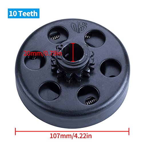 Carkio Go Kart Centrifugal Clutch 10 Teeth Inner Hole 20mm with 40/41/420 Chain Durable Centrifugal Clutch 3/4 Bore 3/16 Key Built In Replacement for Go-Kart Bike Engine - Black