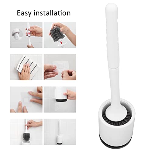 Image of Soft and Sturdy Toilet Bowl Brush and Holder Set TPR Bristles with Detachable Base for Deep Cleaning in The Bathroom