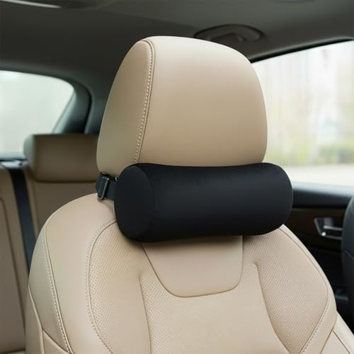 Image of Wakefit Car Neck Rest Pillow | 10X4X4 Inch | Memory Foam Neck Support Cushion for Car Seat | Ergonomic Head & Shoulder Support | Universal Fit | Smooth Washable Cover | 2 Year Warranty - Black