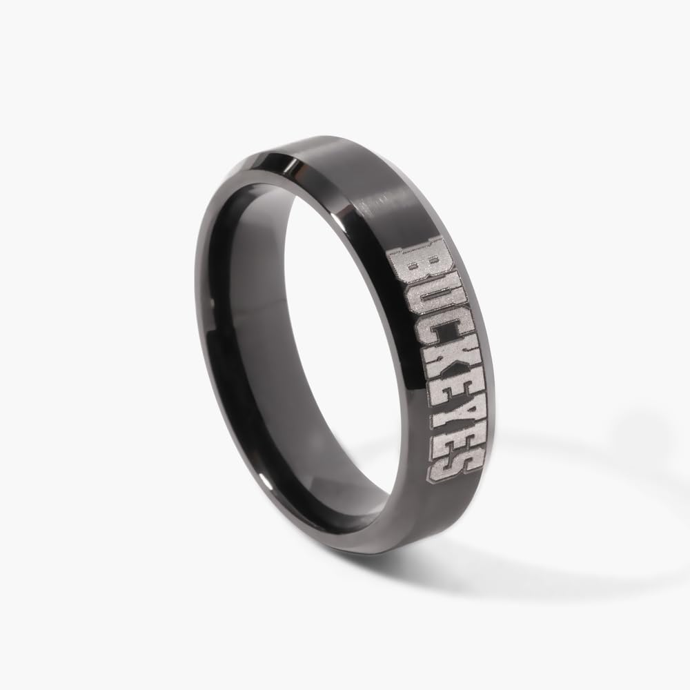 PicturesOnGold.com Officially Licensed Ohio State University College-Black Stainless Ring - Size 6