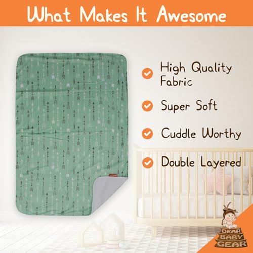 Image of Dear Baby Gear - Premium Car Seat Baby Blanket - Soft Swaddle Blanket for Baby Girls and Boys, Plush Blankets - Adorable Designs, Comfortable Fabric - Mint Green Arrows(40 x 30 inches)