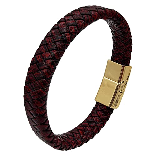 XLCTT Pulseras de cuero para hombre, pulsera de cuero para regalo para él, pulsera ajustable de cuero trenzado hecha a mano, 20.5 cm, Cuero, Sin piedras preciosas
