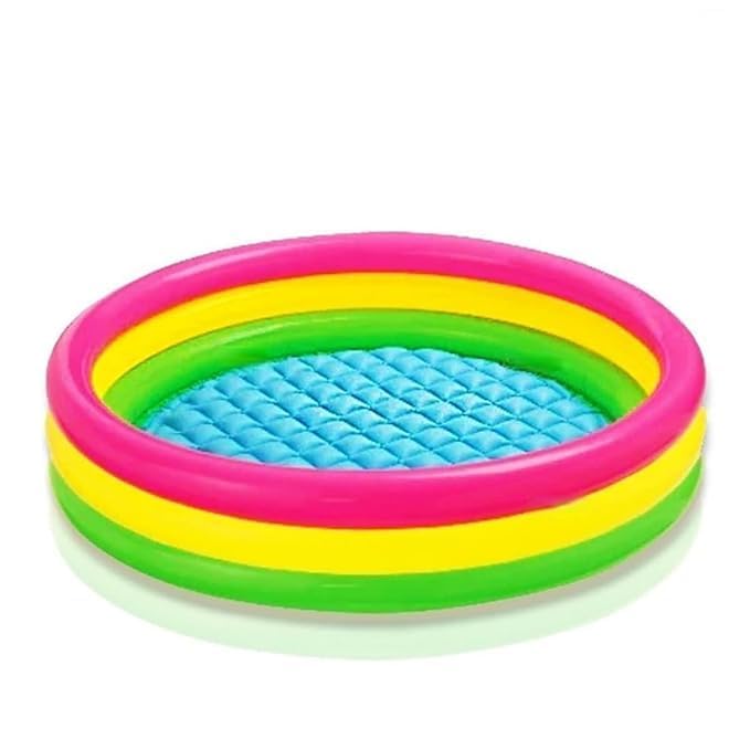Image of New 5 Ft Round Sunset Glow Swimming Pool Inflatable Colourful Ring Portable Bath tub for Kids 0-5 Years Indoor Outdoor (Multi Color)
