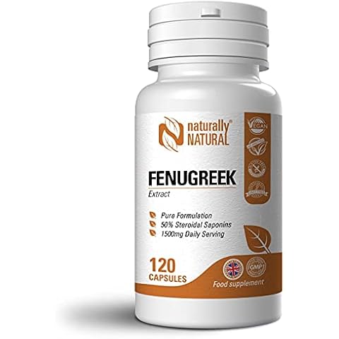 Naturally Natural Fenugreek Extract 120 Vegan Capsules 50% Steroidal Saponins for Men and Women Pure Formulation Cover
