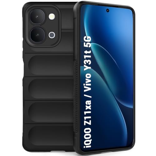 Image of TheGiftKart Liquid Silicon Back Cover Case for iQOO Z11xa / Vivo Y31t 5G | ShockProof Military Grade Protection | Micro-Fibre Cloth On Inner Side | Built-In Anti-Slip Grip Back Cover Case (TPU, Black)