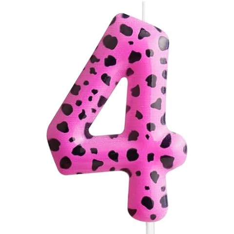 Zi Lan Pink Cow Birthday Cake Candle Pink Cow Themed Number 4 Candle for Cake Toppers Cowgirl Themed Birthday Party Decorations Girls 4th Happy Birthday Party Decorations Supplies Cover