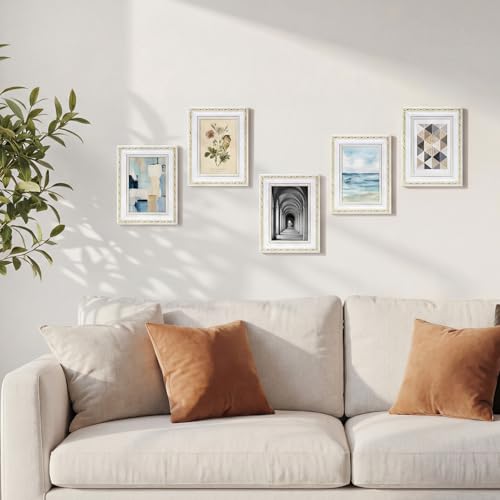 Image of 12 Pcs 4 x 6 Inch White Picture Frames Bulk Vintage Antique Ornate Retro Baroque Photo Frames with Backboard for Wall Hanging Tabletop Home Decor Wedding Christmas Display