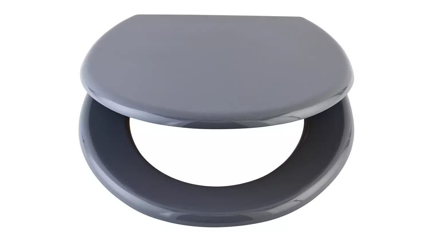 Optimal Products 18'' INCH MDF Universal Bathroom WC Toilet SEAT Quick Easy FIT Wooden Oval Shape (Grey)