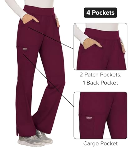 Image of Cherokee Women Scrub Pant with Straight Leg Pull-on Pant Medical Bottom with 4 Pocket & 2-Way Stretch Fabric - WW110