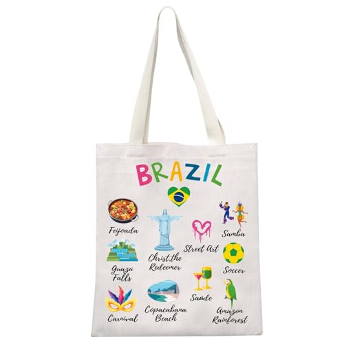 MEIKIUP Sacola de lona do Brasil - Bolsa de referência brasileira, presente e lembrança turística, Bolsa tote Brazil, Large