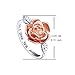 S925 Sterling Silver Rose Flower Love Jewelry Bands Promise Purity Ring for Women Size 7