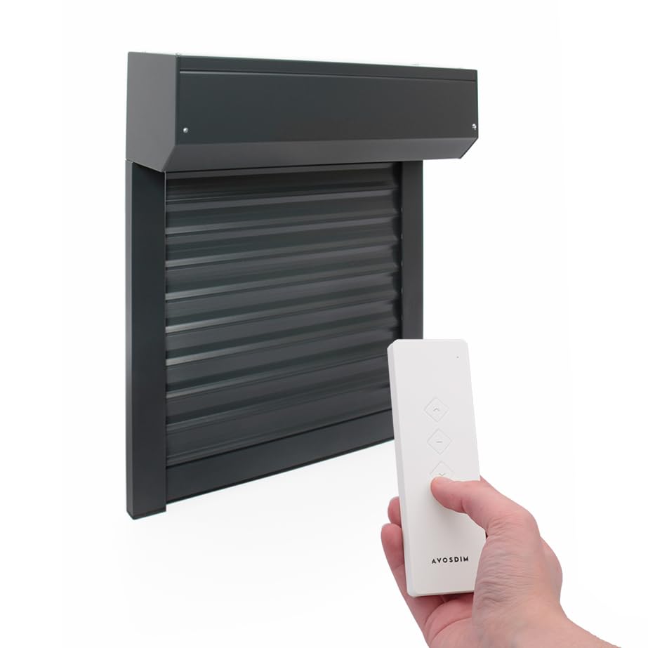 Volet Roulant Electrique Radio Ajustable en Aluminium h215 x l240 cm- Coloris Gris Anthracite...