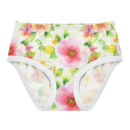 Pastel Colorful Flowers Green Leaves Girls Underwear Toddler 2t Cotton Cute Panties Girl Personalized Briefs Underpants