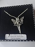 Viene en paquete de regalo Colgante de hada de pie C14 de plata de ley 925, hecho a mano, cadena de 45,72 cm con caja de regalo
