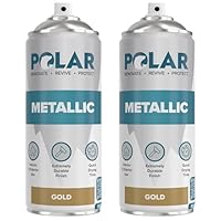 Polar Metallic Gold Spray Paint - 2 x 400ml | Multi-Purpose Interior & Exterior Use | Ideal Gold Spray Paint For Metal, Wood, Glass, Plastic, Ceramics & Ornaments | Quick Drying | Easy to Apply